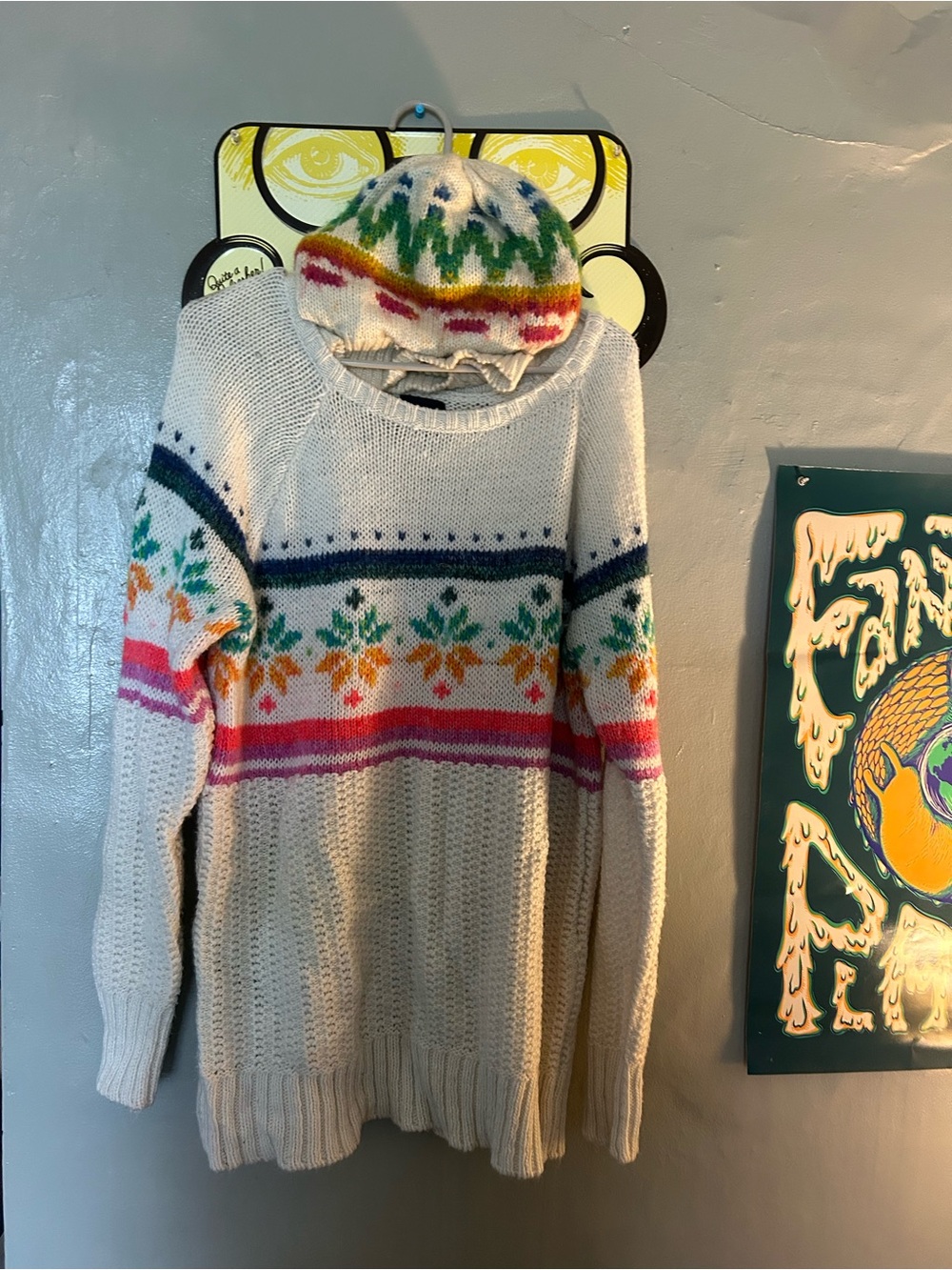 Cream Fair Isle Knit Sweater with Multicolor Pattern